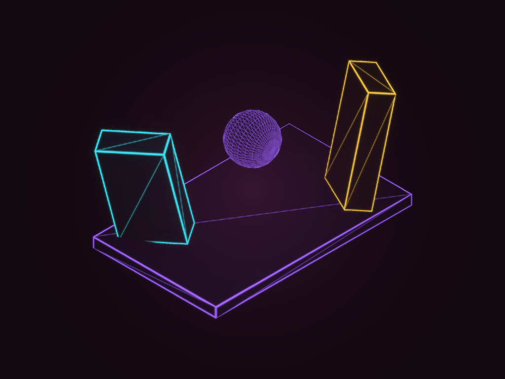 3D Wireframe Paddle Ball logo over a neon wireframe arena