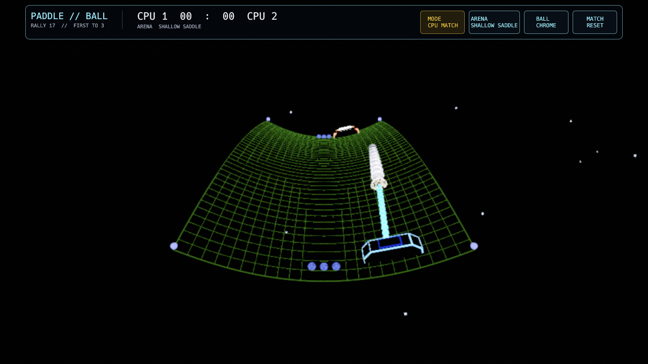 Shallow Saddle arena with opposing wireframe curves